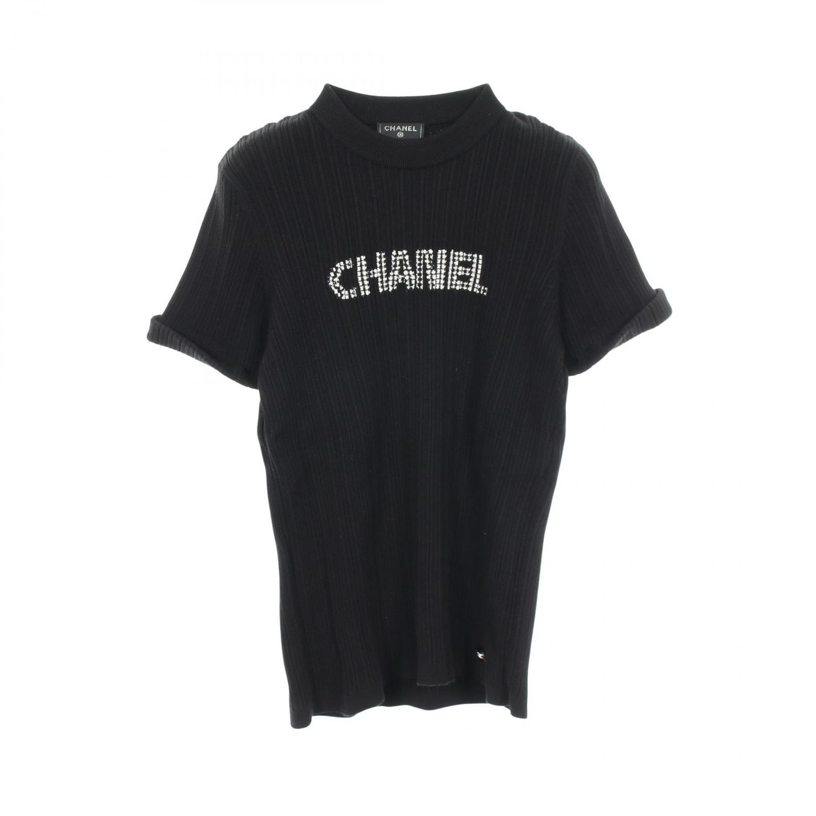 シャネル CHANEL カットソー ロゴ 半袖 P70827K10079 ブラック コットン ロゴ カットソー レディース Used A