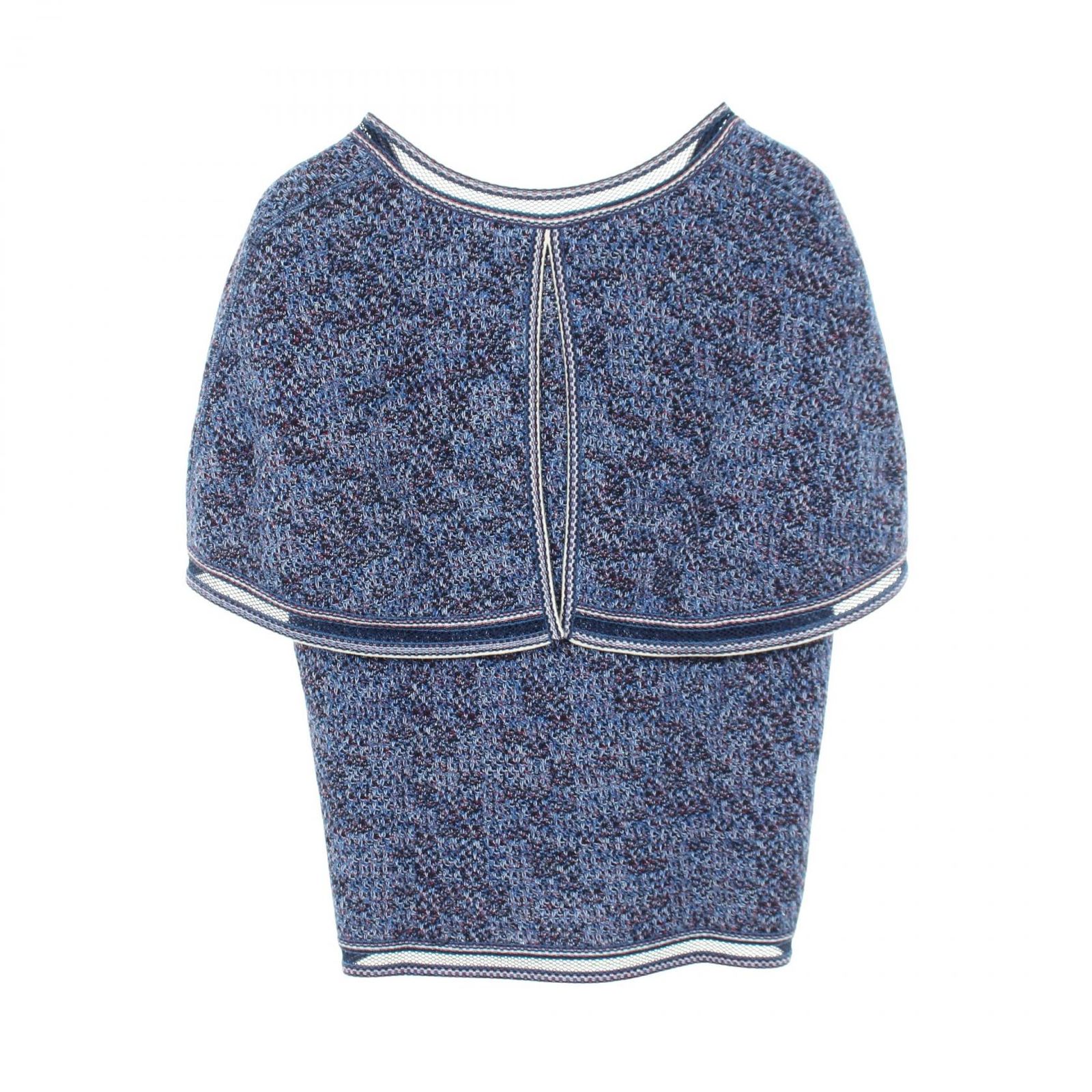 シャネル CHANEL ニット レーストリム Vネック 半袖 P56194K07330