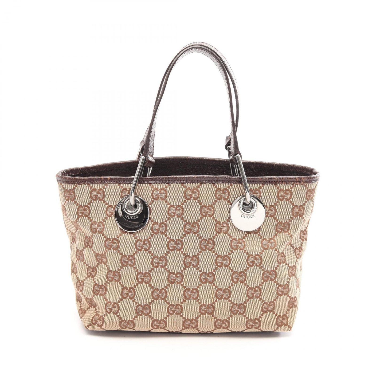 グッチ GUCCI トートバッグ GGキャンバス 120844 ベージュ キャンバス レザー ハンドバッグ レディース Used B
