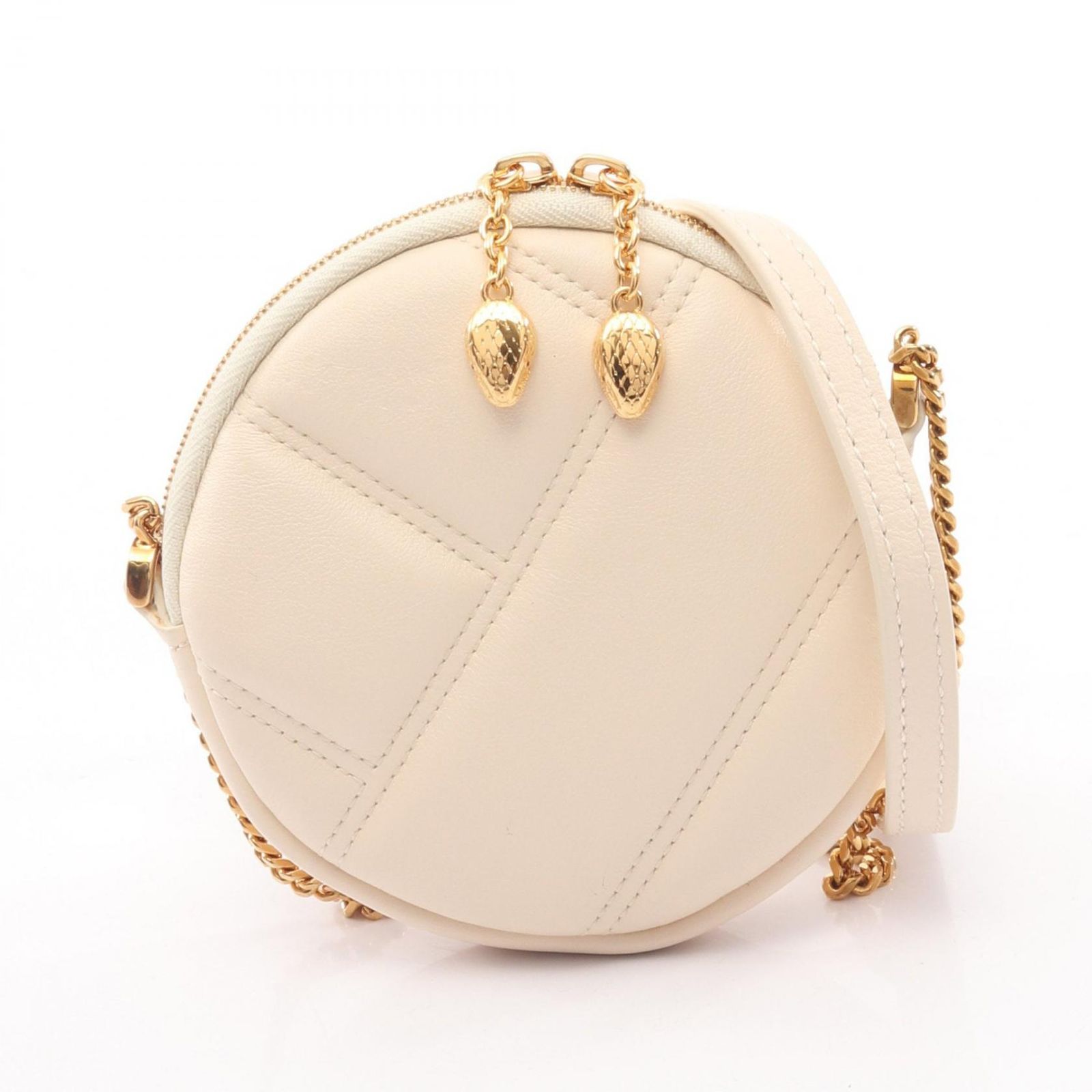 BVLGARI 小牛皮アイボリー キルティング ショルダーバッグ ショルダー