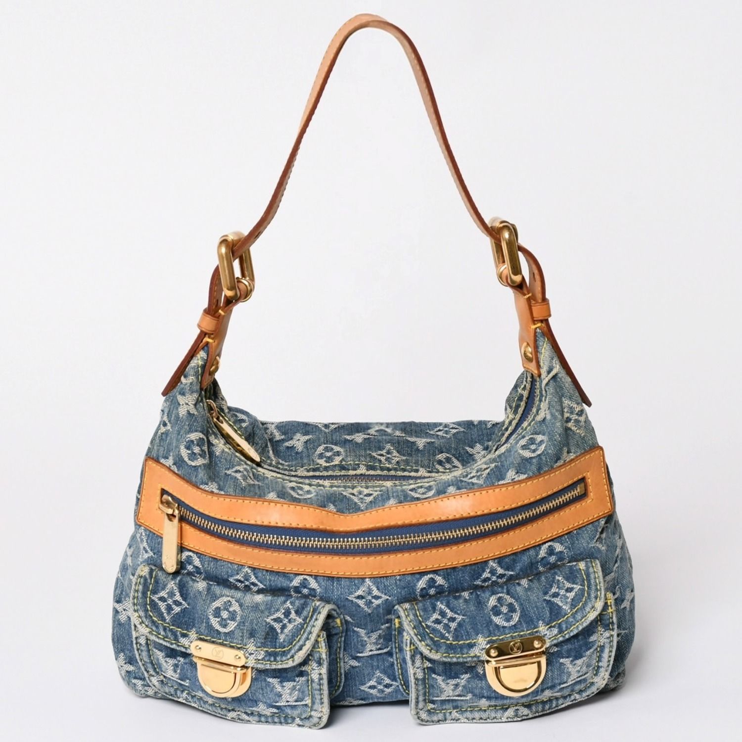 LOUIS VUITTON ルイヴィトン モノグラムデニム バギーPM ショルダーバッグ ワンショルダー M95049 インディゴブルー 美品 中古 4a001981