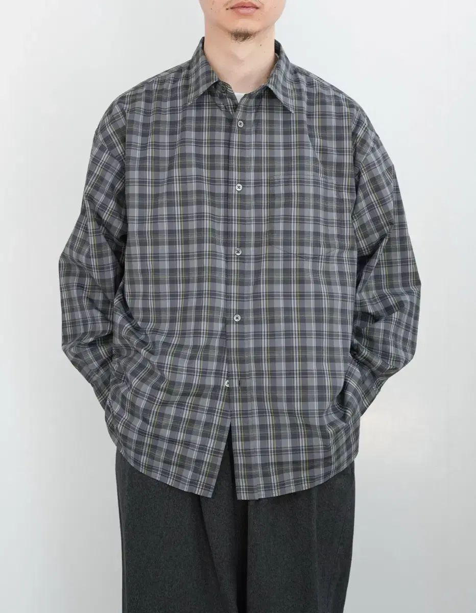 フレッシュサービス マドラスチェックシャツ grey L