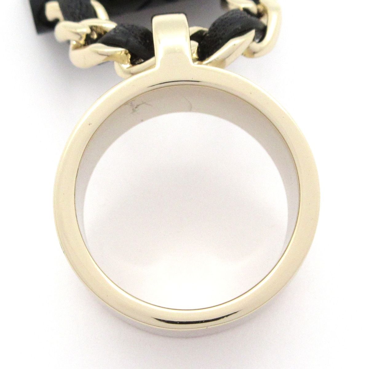 CHANEL(シャネル) リング美品 ココマーク ラムスキン ゴールド×黒 