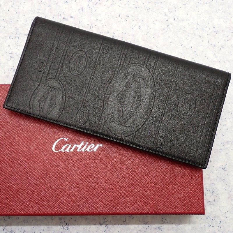 カルティエ CARTIER パシャ ドゥ マトリックス L3001212 長財布 ロングウォレット カーフ ブラック 黒 メンズ 保存箱付属【中古】【Aランク】