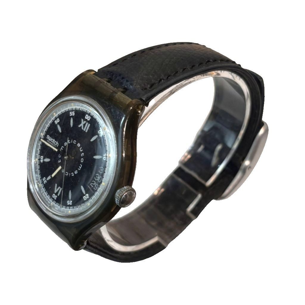 スウォッチ腕時計　swatch ヴィンテージ　自動巻　ブラック スウォッチ SWATCH 自動巻き 腕時計 黒 ブラック - メルカリ
