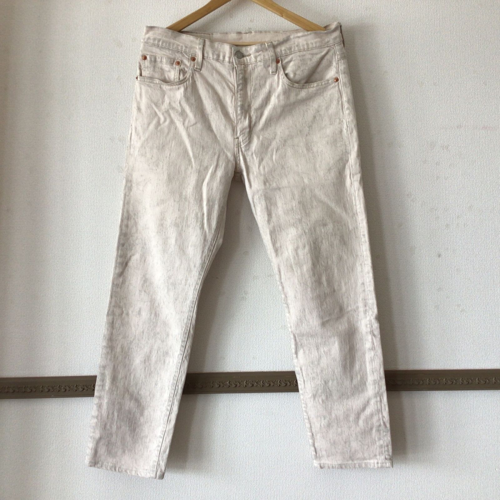 5215 LEVI'S リーバイス 502 レギュラーテーパードパンツ 29507-1207 ホワイト系 ライトグレー ウォッシュ加工 ビッグE ストレッチ 33 コットン