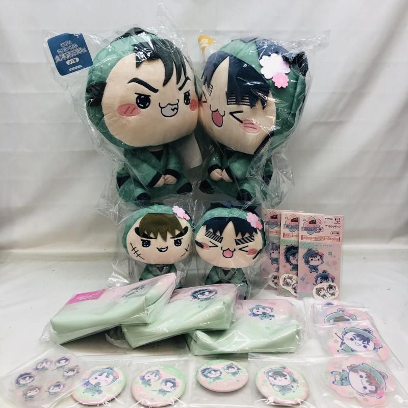 【中古】未開封)19点セット フリューくじ 忍たま乱太郎 ふんわり桜もちぴこの段 ぬいぐるみ アクリルスタンド 缶バッジ ステッカ 六年生 潮江文次郎 立花仙蔵 中在家長次 七松小平太 善法寺伊作 食満留三郎[22]