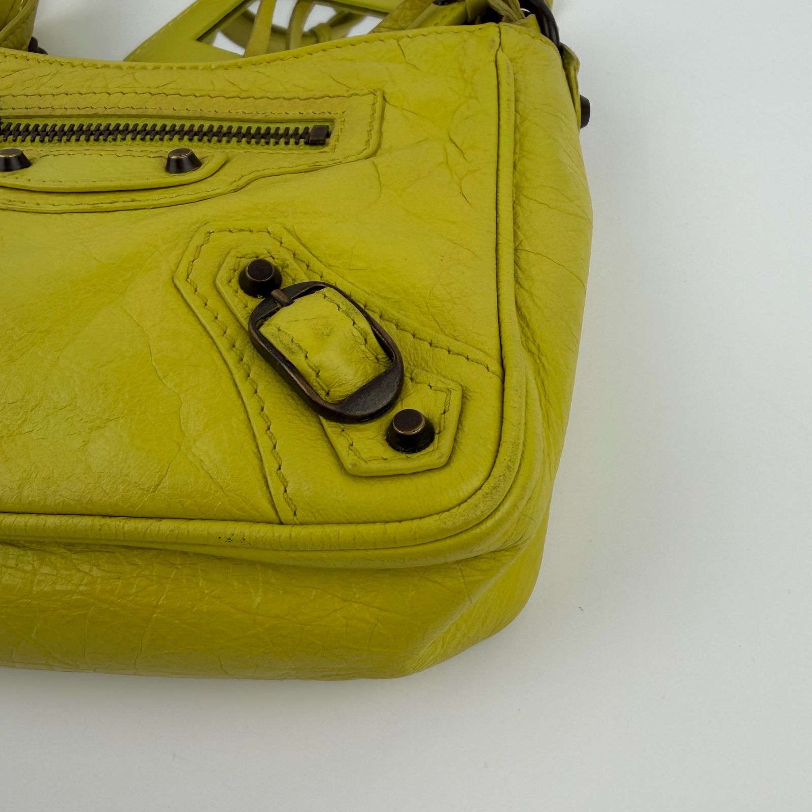 中古】BALENCIAGA バレンシアガ ショルダーバッグ イエロー レザー 