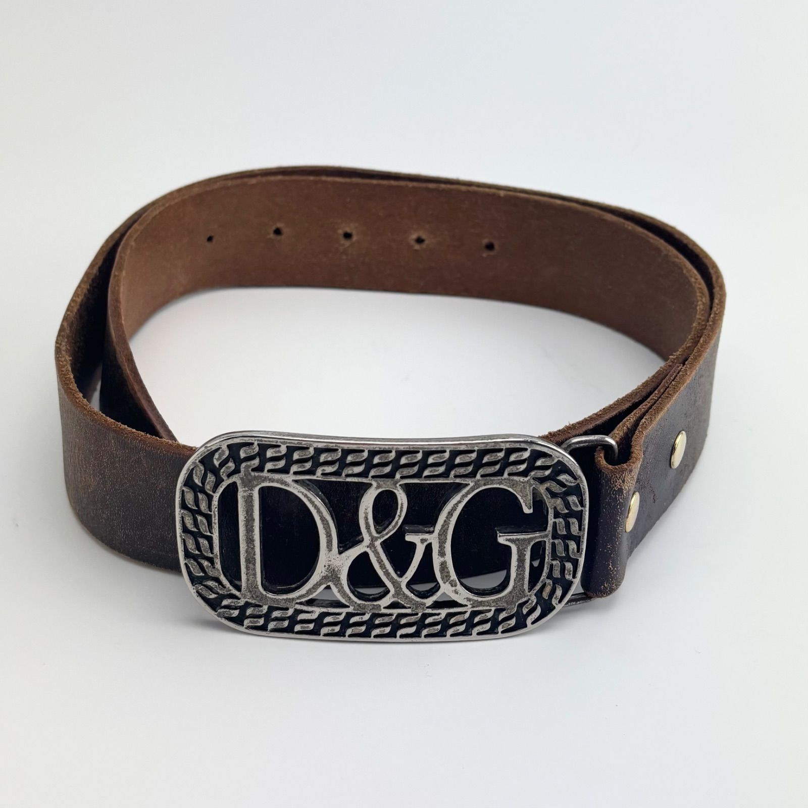 D＆G ドルチェ＆ガッパーナ レザーベルト バックル ロゴ ブラック D&G