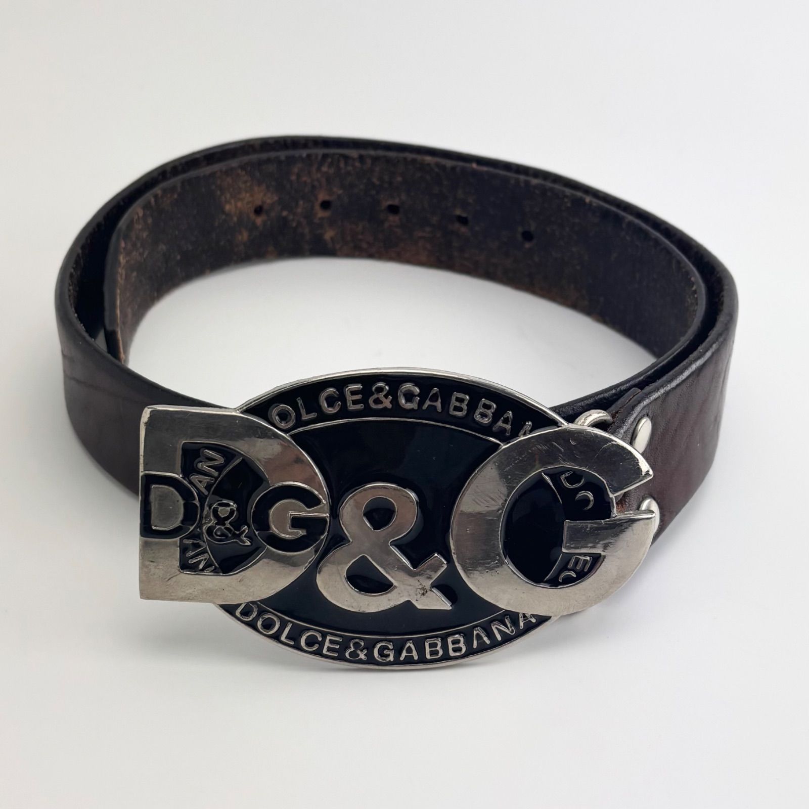 D&G Dolce＆Gabbana バックル レザーベルト ブラウン 30 ドルチェ