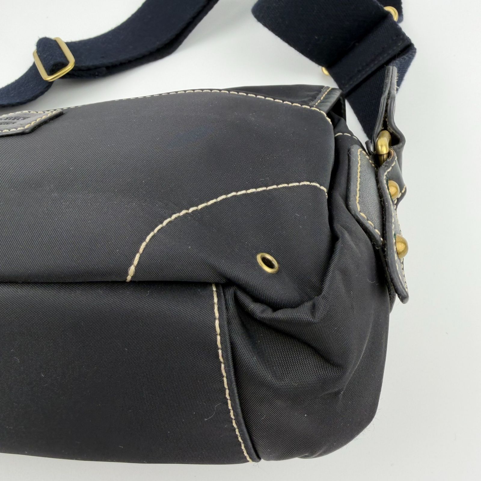 中古】BURBERRY バーバリー ショルダーバッグ ブラック ナイロン 