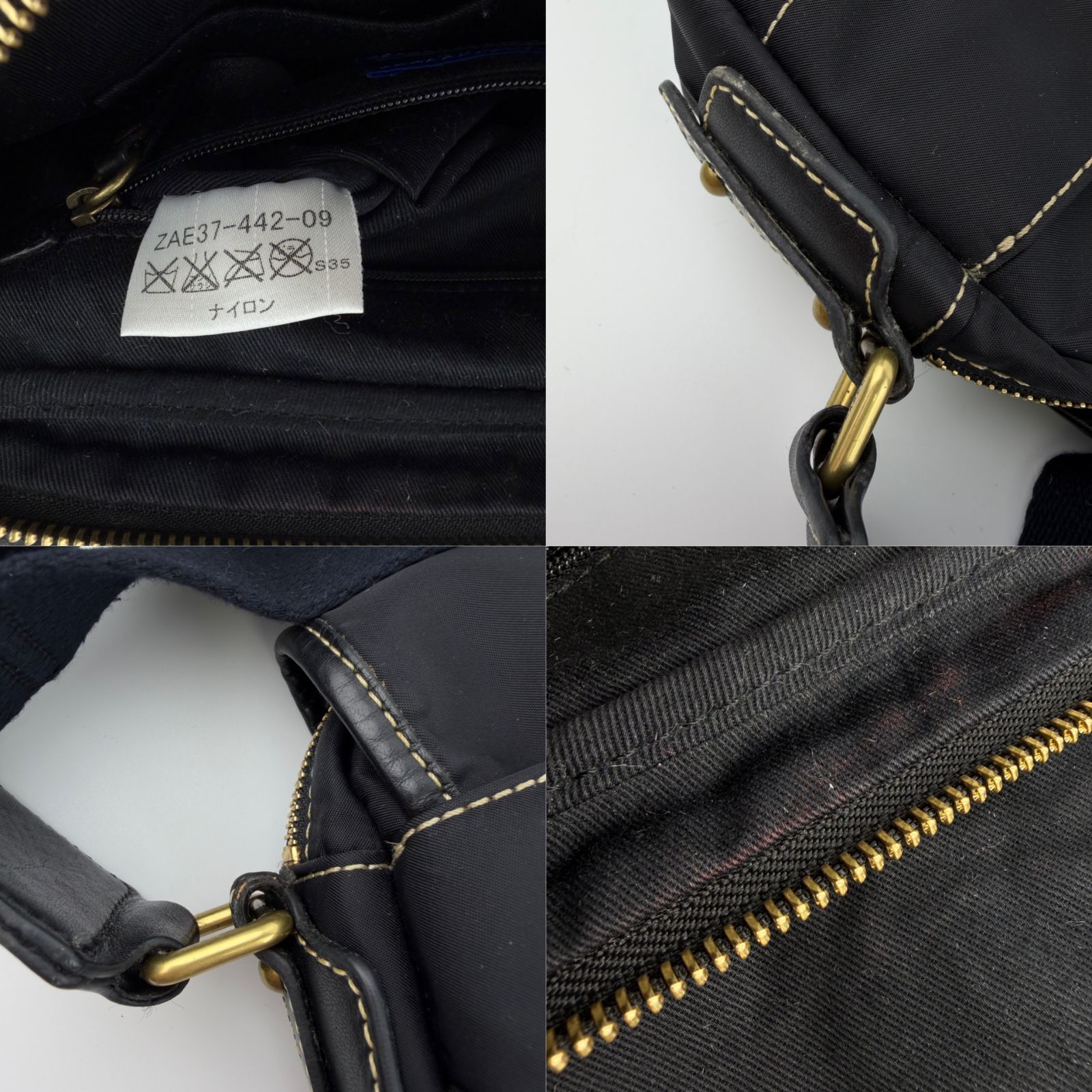 中古】BURBERRY バーバリー ショルダーバッグ ブラック ナイロン 