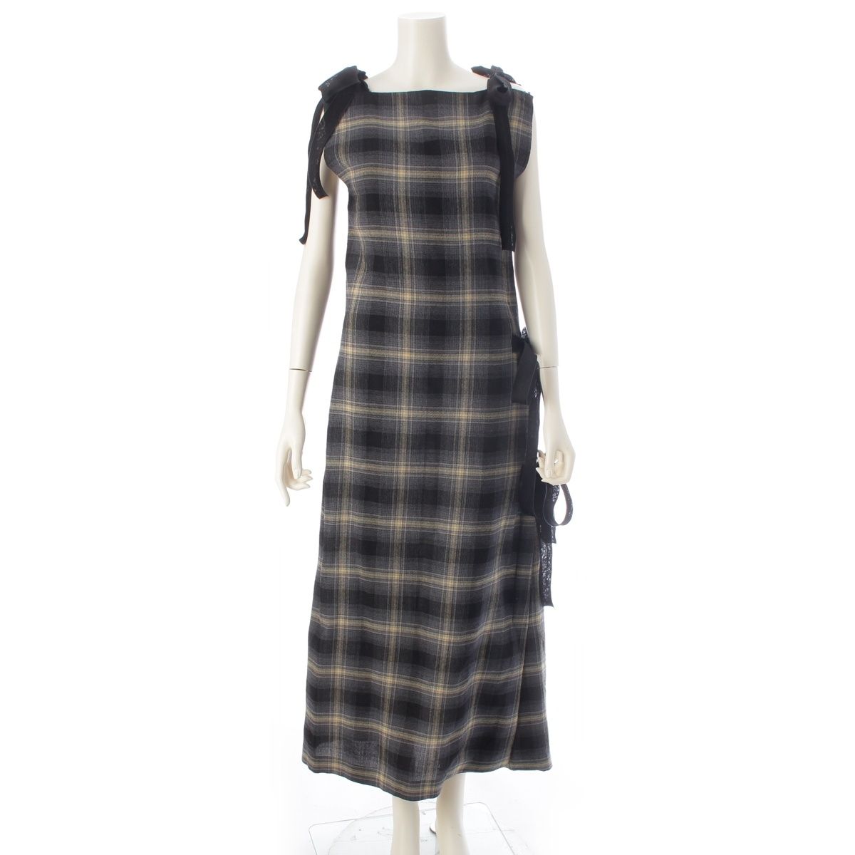 ザロウ DOM DRESS コットン ドレス シャドーチェック ロング キャミソール 変型 ワンピース 8637 W3793 マルチカラー 0【中古】