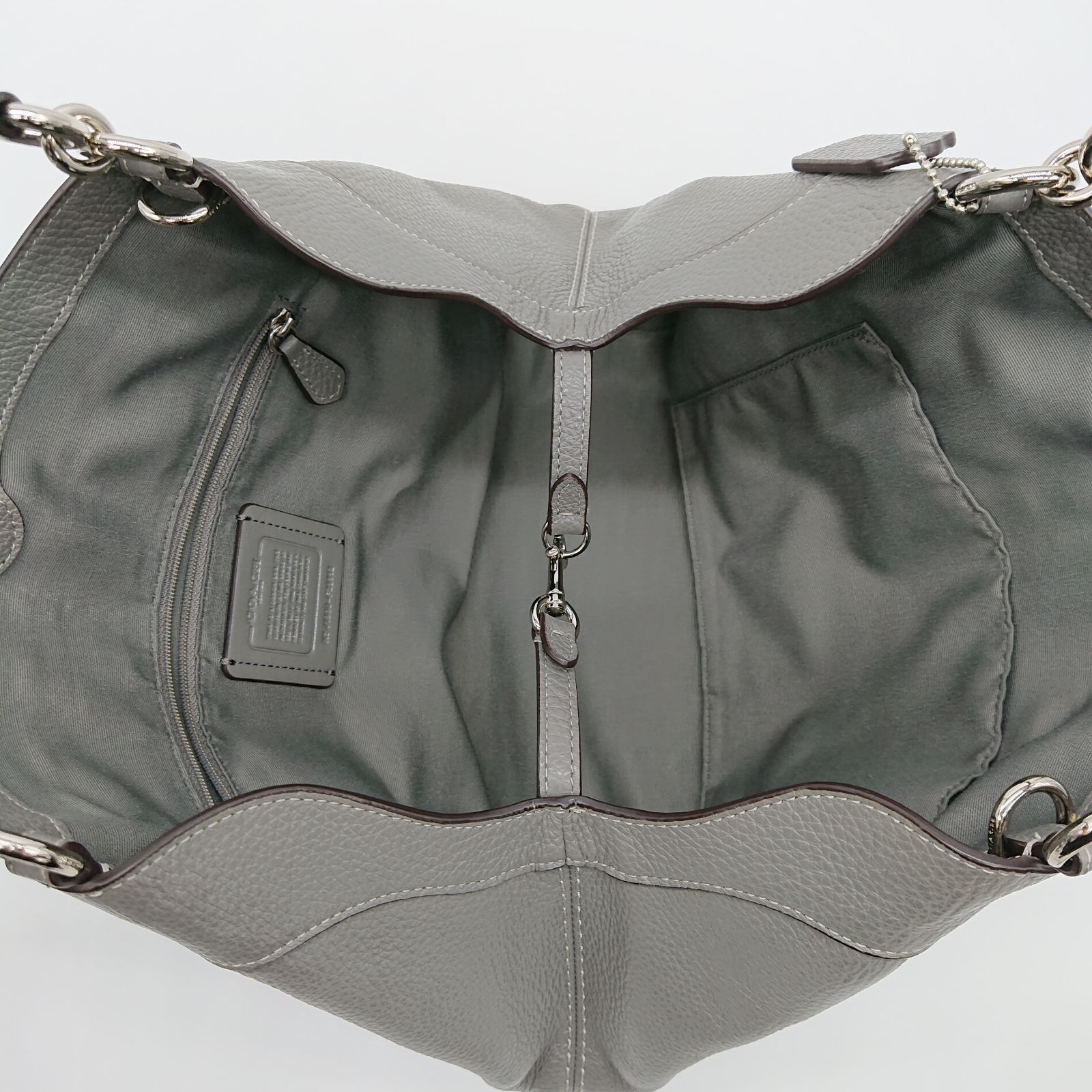 【美品】COACH コーチ ショルダー バッグ 2WAY レキシー ペプルドレザー グレー