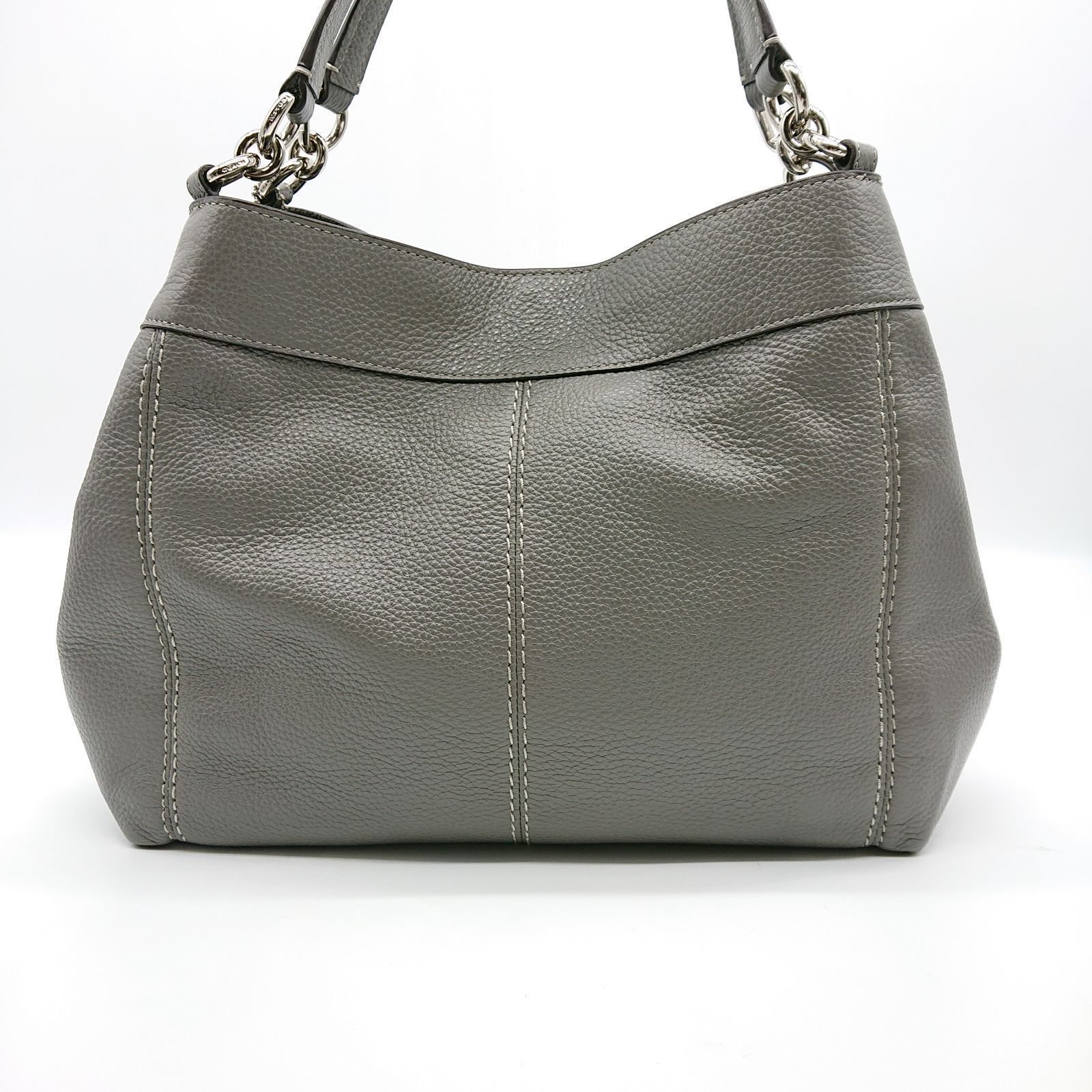 【美品】COACH コーチ ショルダー バッグ 2WAY レキシー ペプルドレザー グレー
