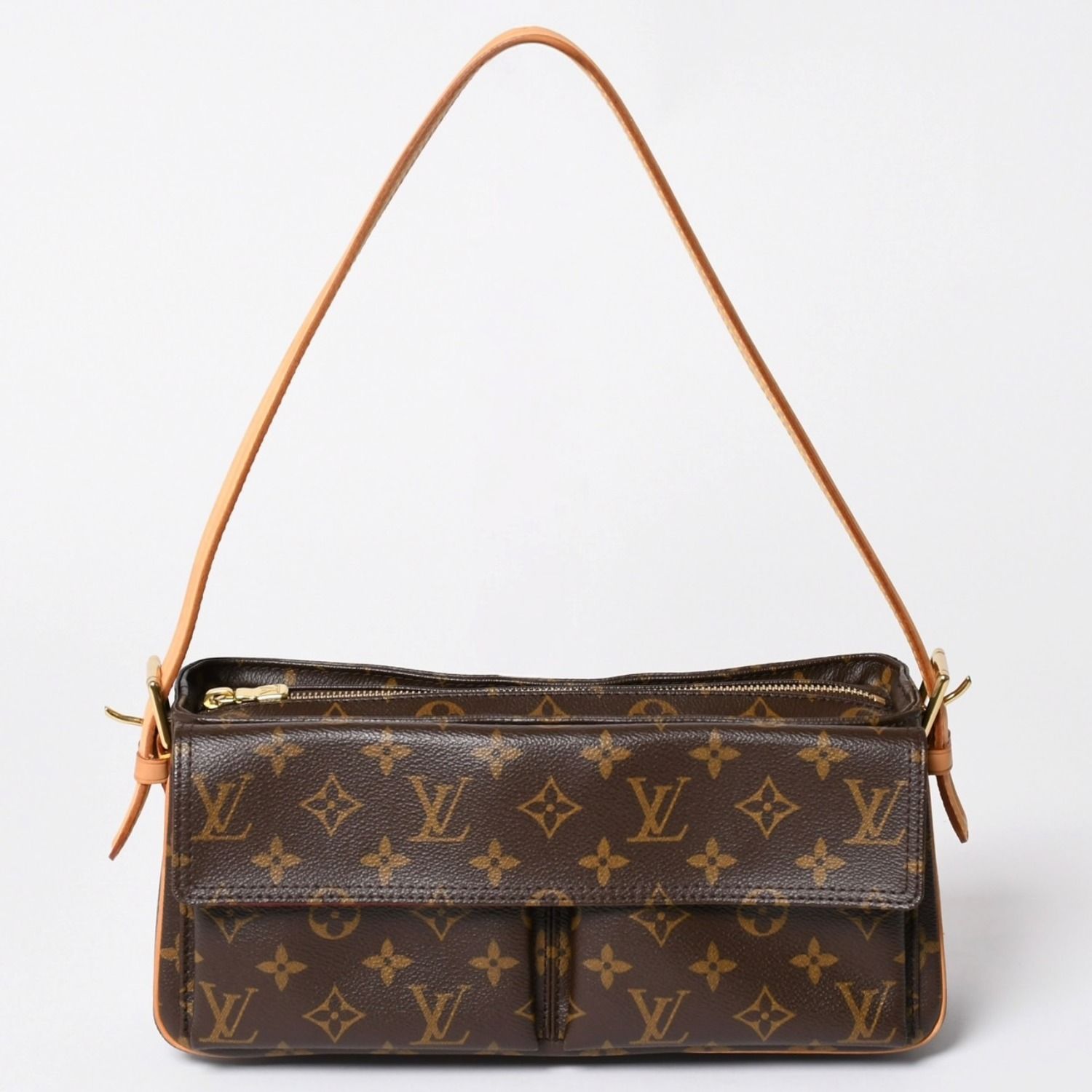 極美品 LOUIS VUITTON ルイヴィトン ヴィバシテMM ハンドバッグ ワンショルダーバッグ M51164 モノグラム PVC ブラウン 中古 4a002511