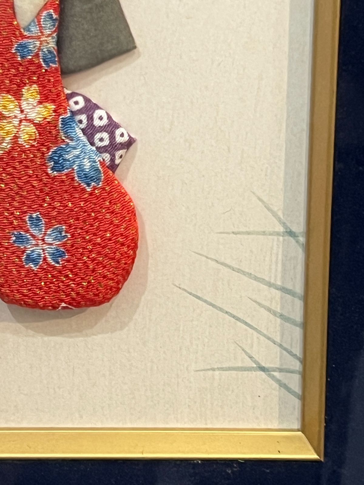 伝統工芸 押絵 ちりめん細工「舞い踊る童女」高級和額装 木製フレーム 額装 骨董