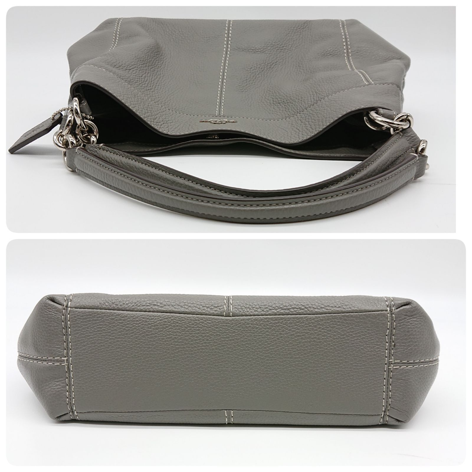 【美品】COACH コーチ ショルダー バッグ 2WAY レキシー ペプルドレザー グレー