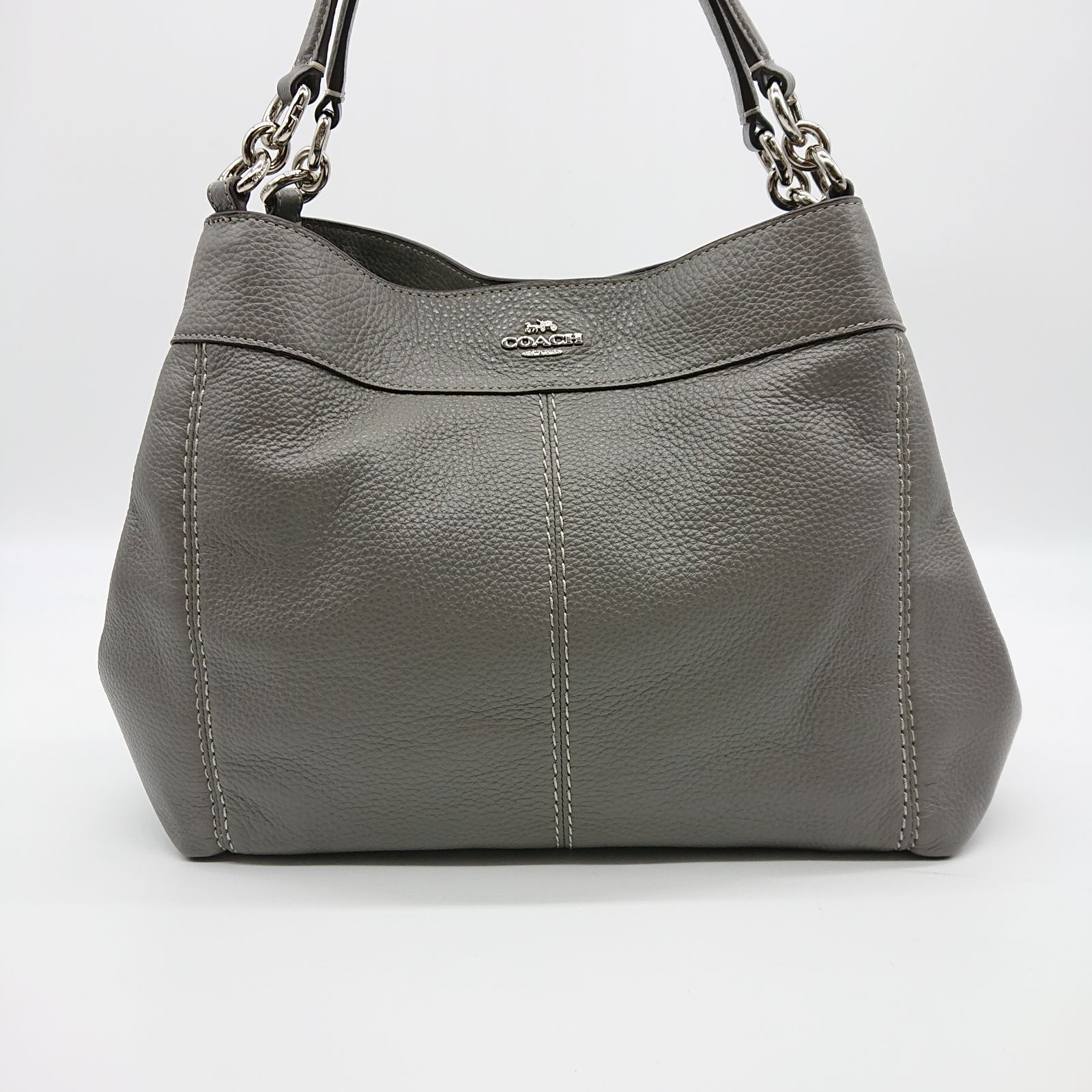 【美品】COACH コーチ ショルダー バッグ 2WAY レキシー ペプルドレザー グレー