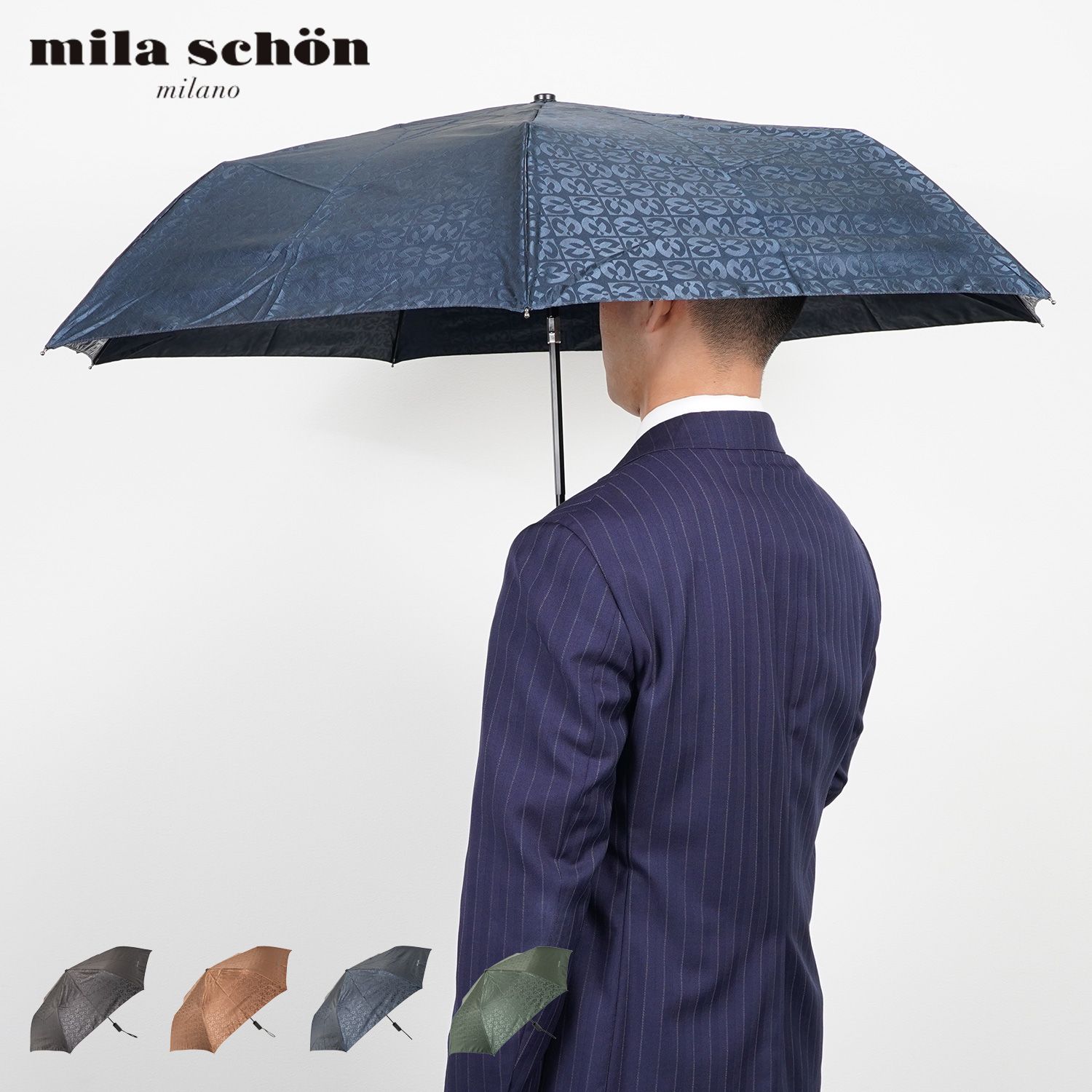 ミラショーン mila schon 傘 折り畳み 雨傘 メンズ 60cm 軽量 ジャガード 0044-15