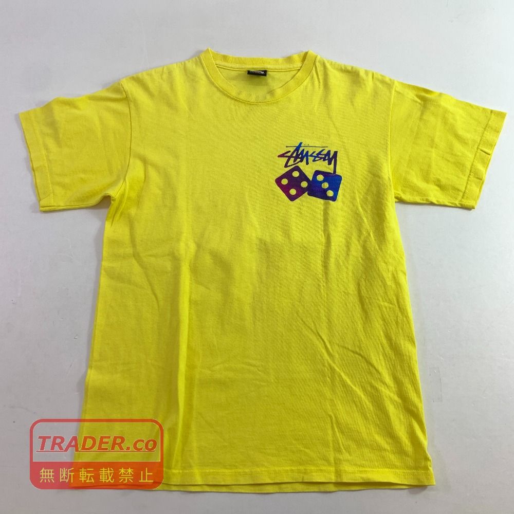 04w6830▽※【中古】ステューシー STUSSY Tシャツ 半袖 Dice Pigment Dyed ピグメント ティーシャツ イエロー サイコロ Mサイズ【八王子店】