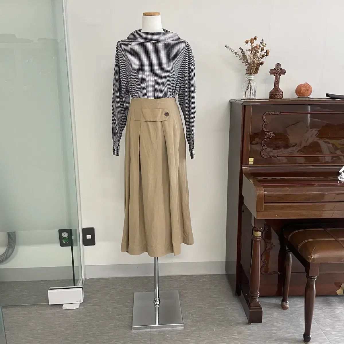STUDIO NICHOLSON ベージュ フレア スカート