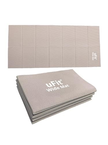 【日本国内メーカー】uFit Widemat ワイドマット ヨガマット 折りたたみ 幅広 大きめ 6mm 痛くない 滑らない 90cm×200cm プロアスリート 水谷隼 愛用 PVC 洗える 臭くない 低反発 持ち運び (ダスティブルー)★ 44a66507