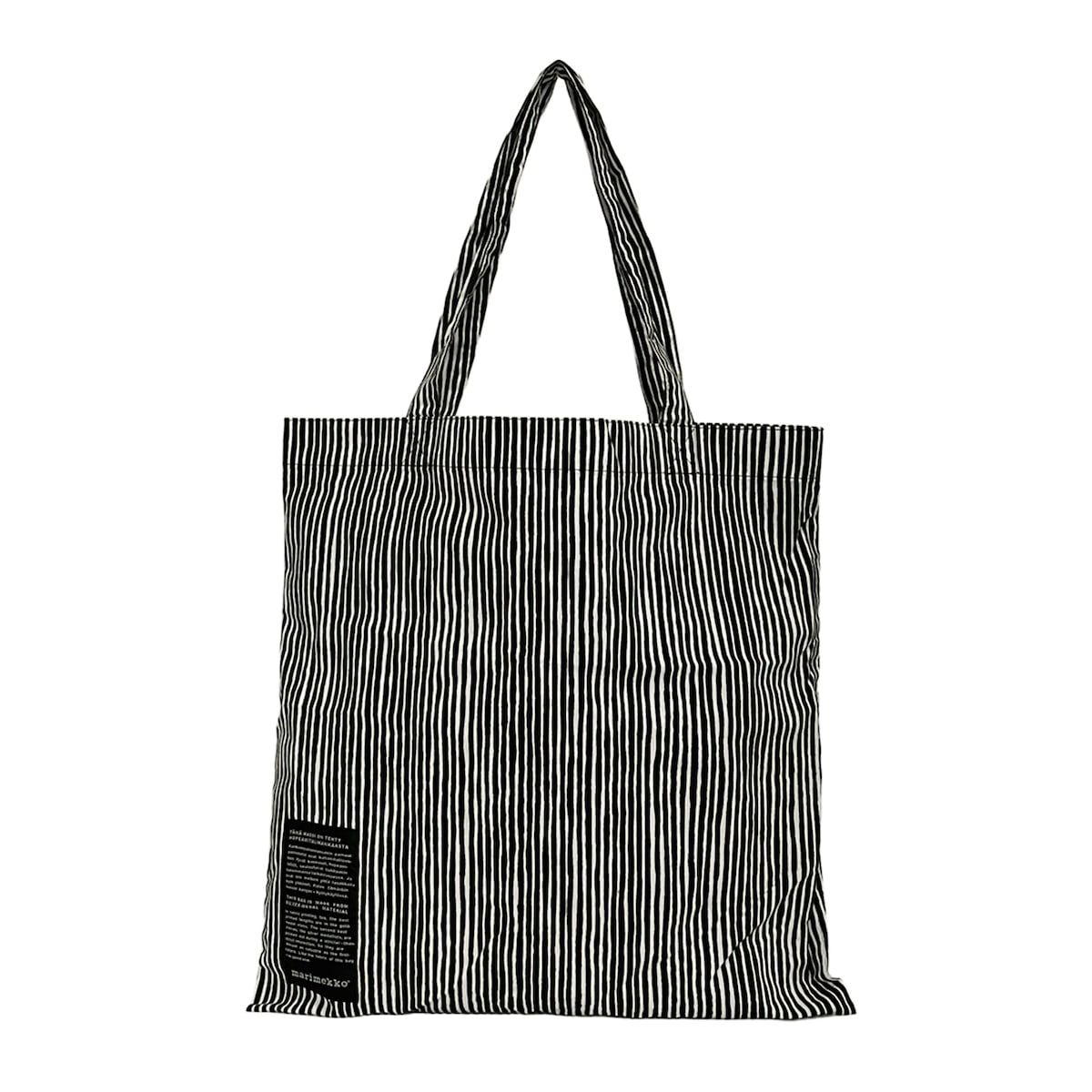 marimekko(マリメッコ) トートバッグ - 黒×白 ストライプ コットン 