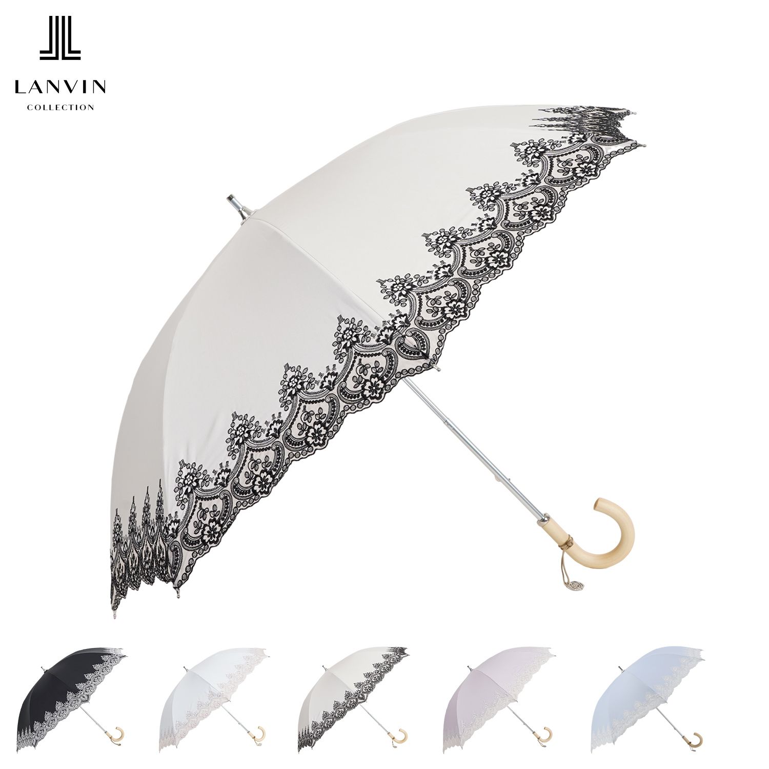 ランバン コレクション LANVIN COLLECTION 日傘 長傘 晴雨兼用 雨傘 レディース 50cm UVカット 刺繍 11866-06