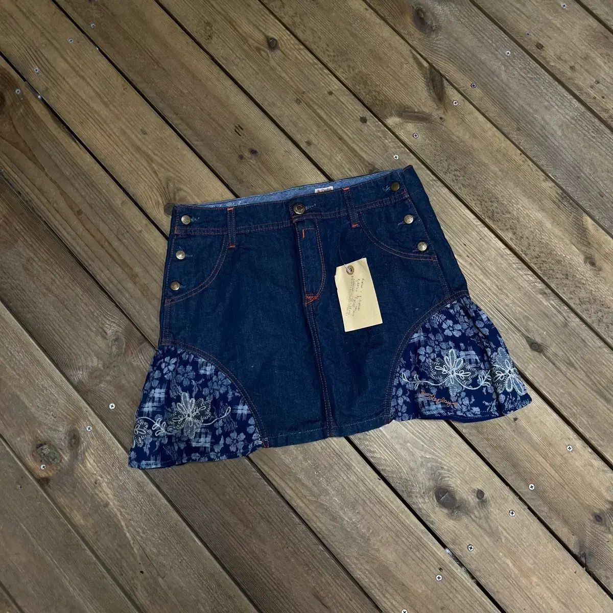 REPLAY DENIM BLUE JEAN フラワー デニム ミニスカート