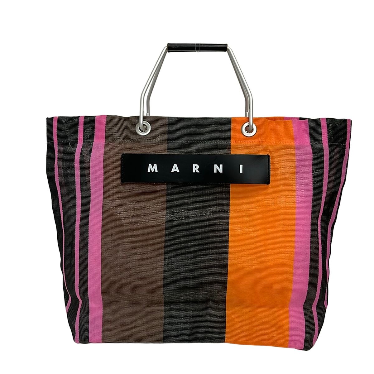 MARNI(マルニ) トートバッグ マルニマーケット ストライプ バッグ 黒 
