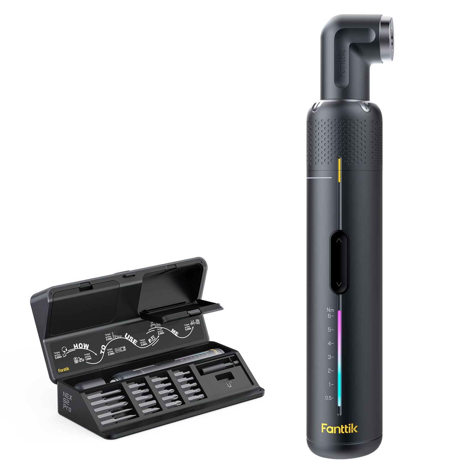 Fanttik S2 Pro 電動ドライバー 90°アングルアダプター付 狭い場所対応 7段階トルク調整 0.5-6N.m 充電式ドライバーセット マグネットビット20本 1/4インチ六角軸 家具組立 DIY 家電修理 精密 工具(沖縄・離島 afc0fbc5