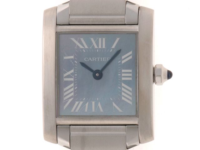 CARTIER カルティエ ウォッチ タンクフランセーズSM W51034Q3 腕時計 ステンレススチール ブルーシェル文字盤 クオーツ レディース【中古】【472】TS