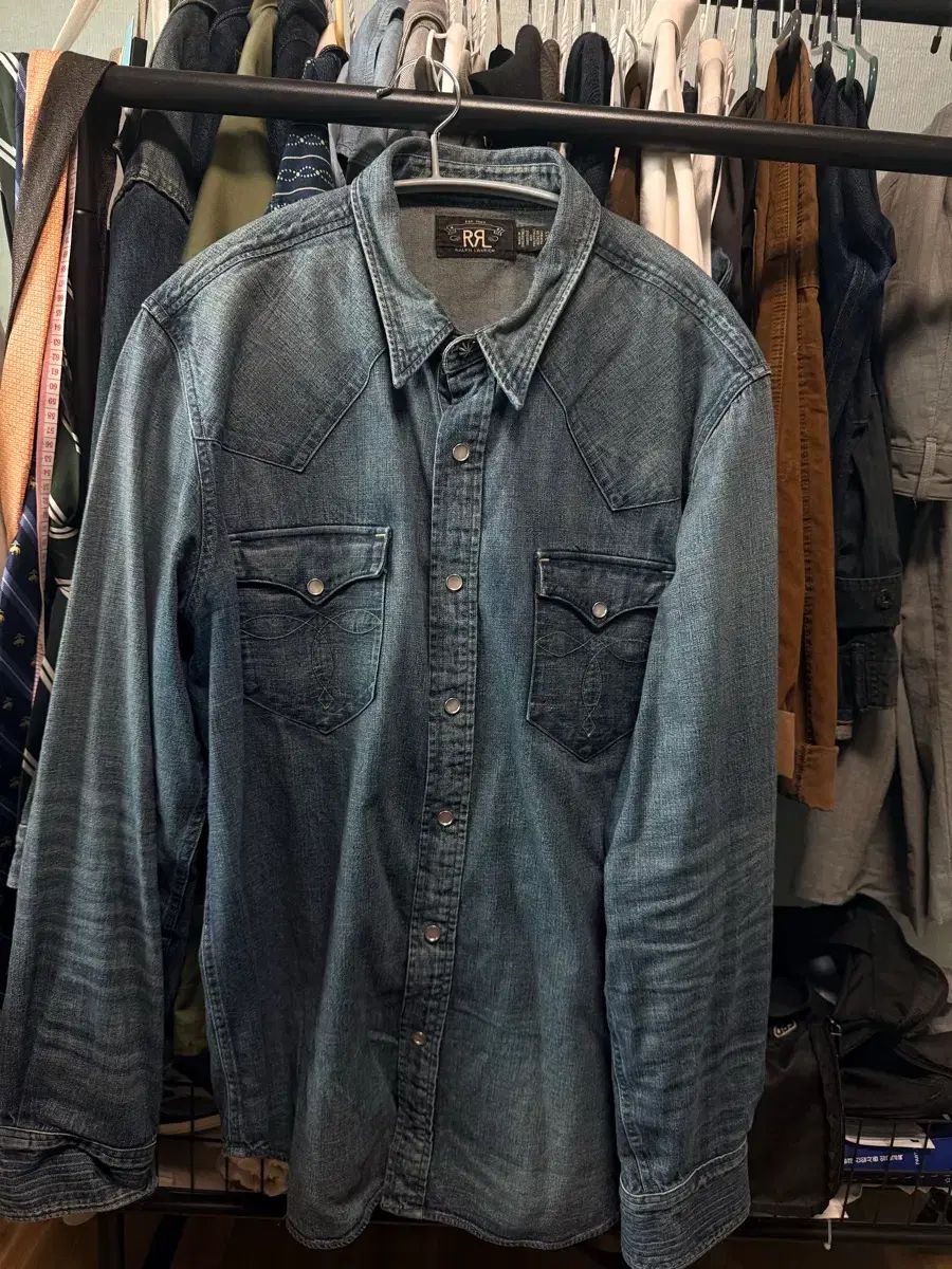 RRL(ダブルアールエル) インディゴ ウエスタンシャツ XL