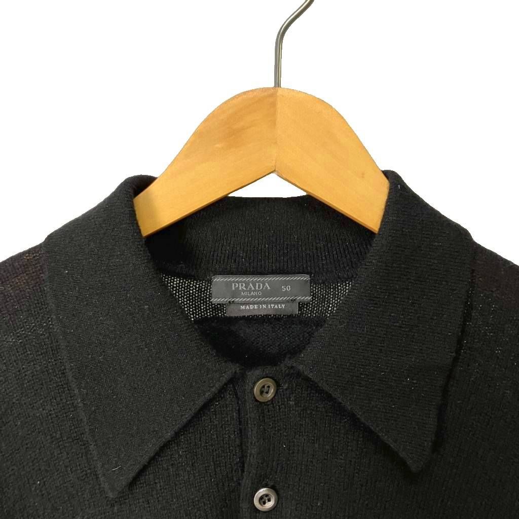 PRADA カシミヤ100％ トライアングルロゴ ポロシャツ ニット セーター プラダ PRADA カシミヤ100％ トライアングルロゴ ポロシャツ ニット