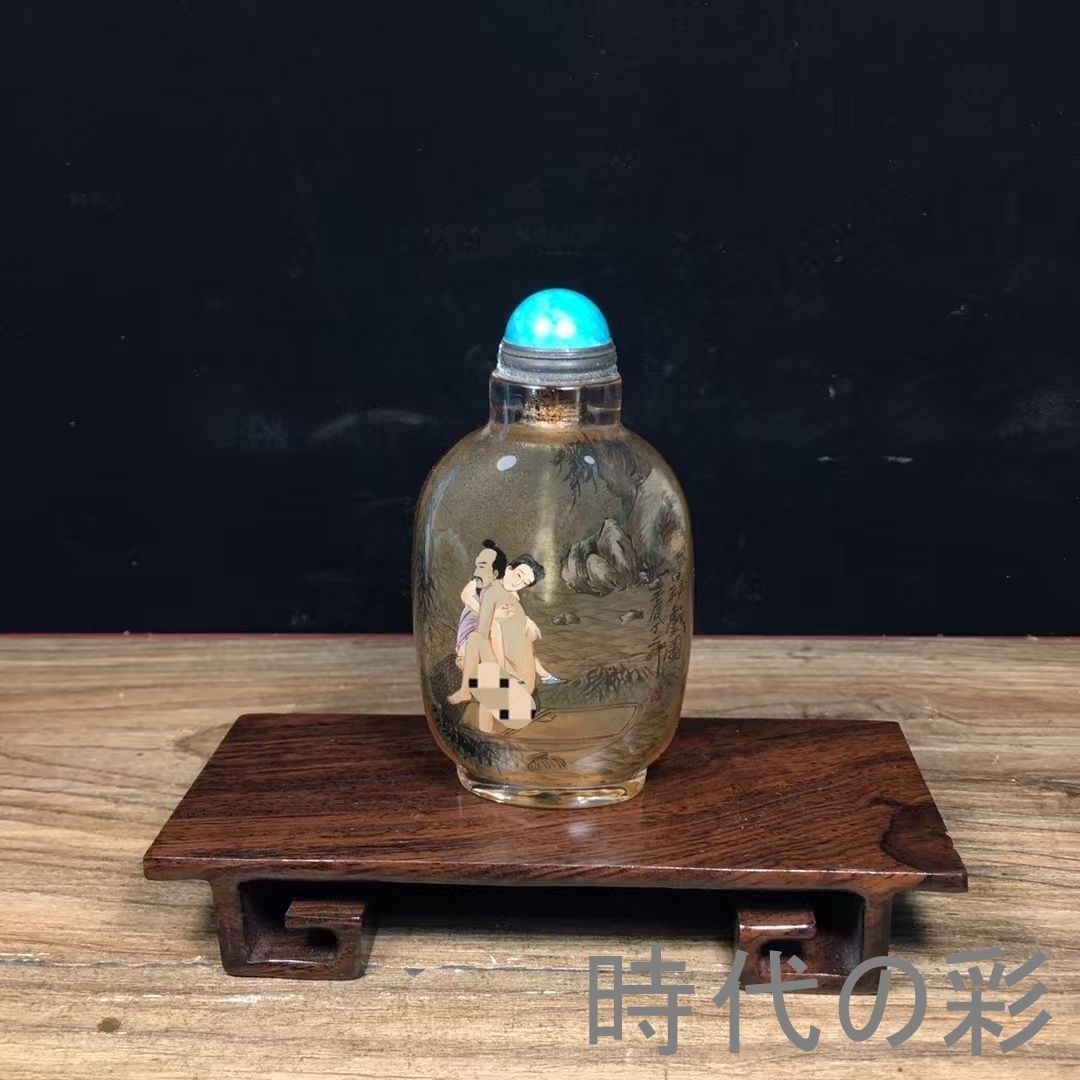 中国古美術・旧家蔵出・琉璃・内絵鼻煙壷・名家手繪「山水風景」鼻煙壺・工芸品・骨董品・古玩・極細工・古置物・縁起物・時代物・R08051601