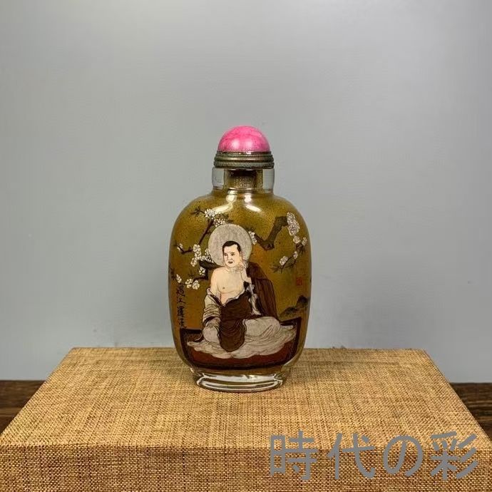 中国古美術・旧家蔵出・老琉璃・内絵鼻煙壷・名家手繪「羅漢人物」鼻煙壺・工芸品・骨董品・古玩・極細工・收藏逸品・R08051619