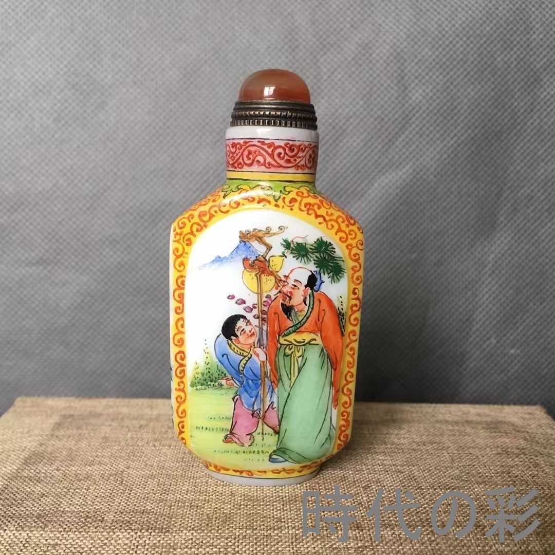 中国古美術・旧家蔵出・老琉璃・純手工絵付鼻煙壷・名家手繪鼻煙壺・工芸品・骨董品・古玩・極細工・時代物・R08051620