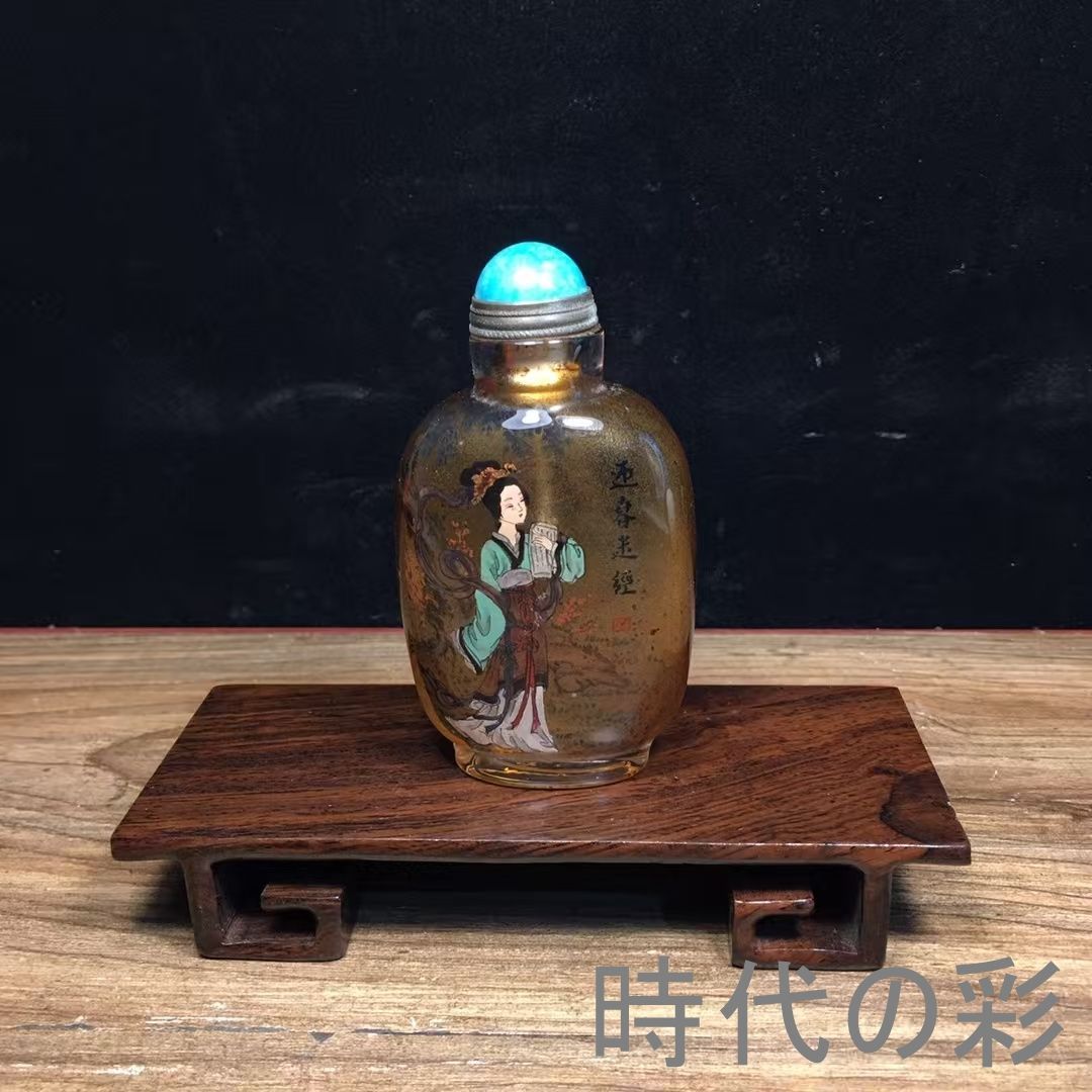 中国古美術・旧家蔵出・老琉璃・内絵鼻煙壷・名家手繪「人物故事」鼻煙壺・工芸品・骨董品・古玩・極細工・時代物・R08051602