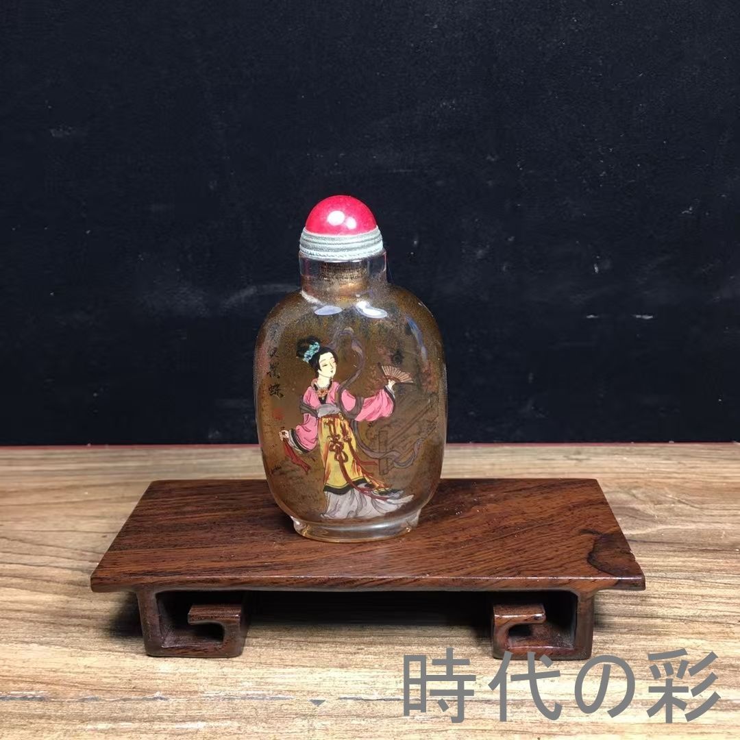 中国古美術・旧家蔵出・老琉璃・内絵鼻煙壷・名家手繪「高士人物」鼻煙壺・工芸品・骨董品・古玩・極細工・R08051604