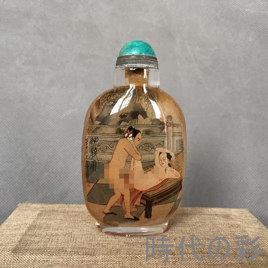 中国古美術・旧家蔵出・老琉璃・内絵鼻煙壷・名家手繪「江山風景」鼻煙壺・工芸品・骨董品・古玩・極細工・收藏逸品・R08051610