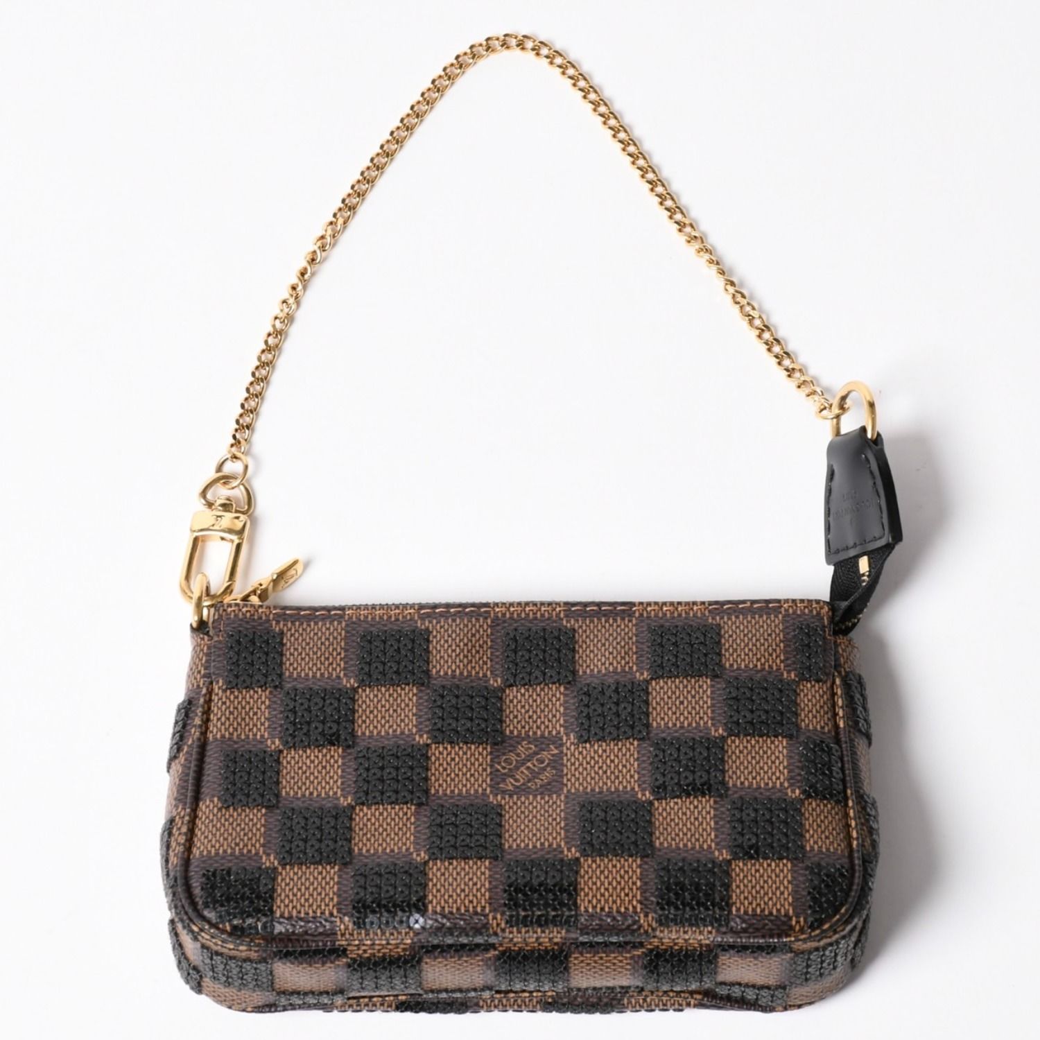 極美品 LOUIS VUITTON ルイヴィトン モノグラム ミニポシェット アクセソワール ダミエパイエット N63176 スパンコール 中古 4a002411