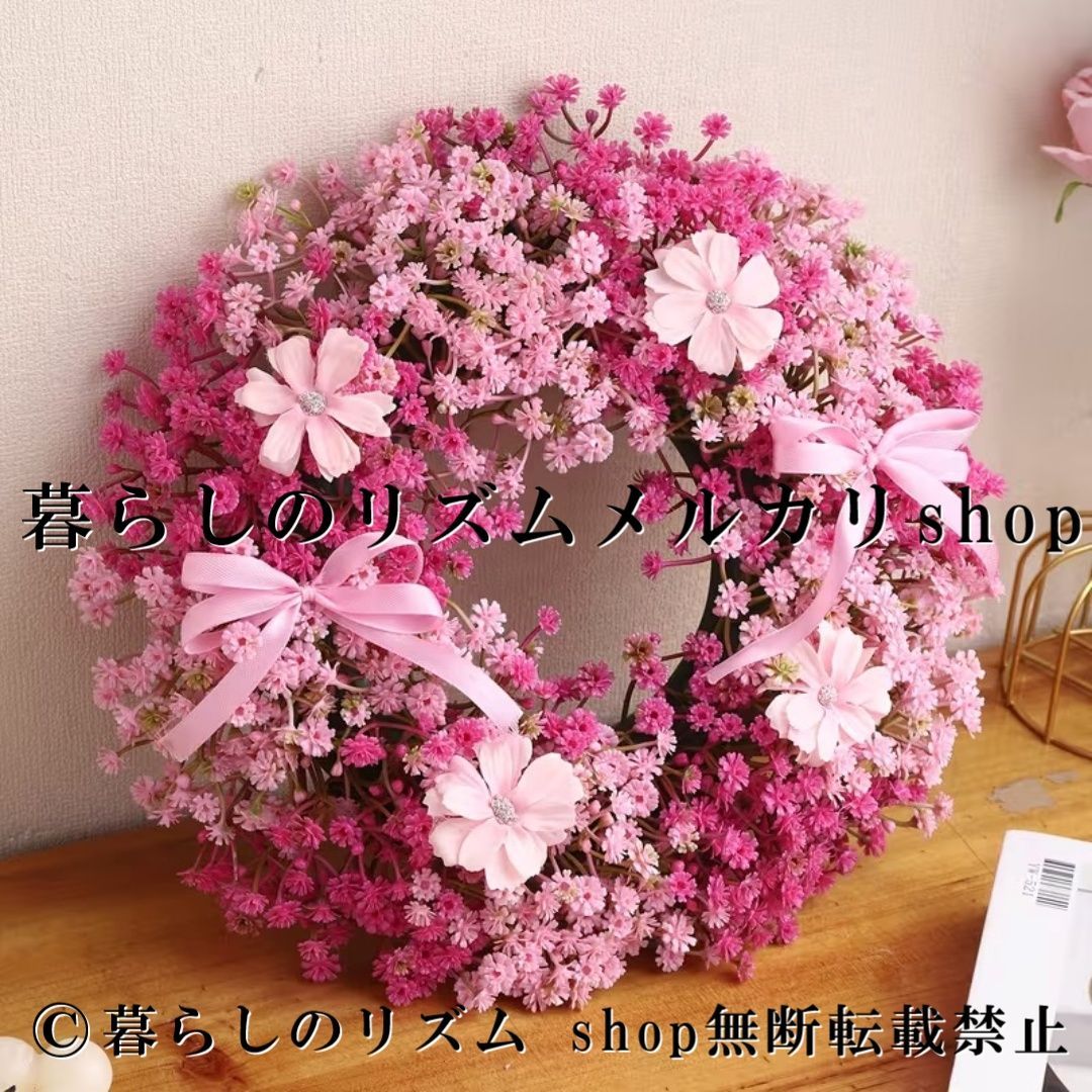 リース フラワーリース ピンク 玄関リース ドアリース 造花 ウェルカムリース バレンタイン 母の日 ギフト 壁掛け インテリアリース ガーデン雑貨 ポーチ装飾 窓辺 デコレーション 室内装飾 屋外装飾 ナチュラル フラワーデコレーション おしゃれ 可愛い