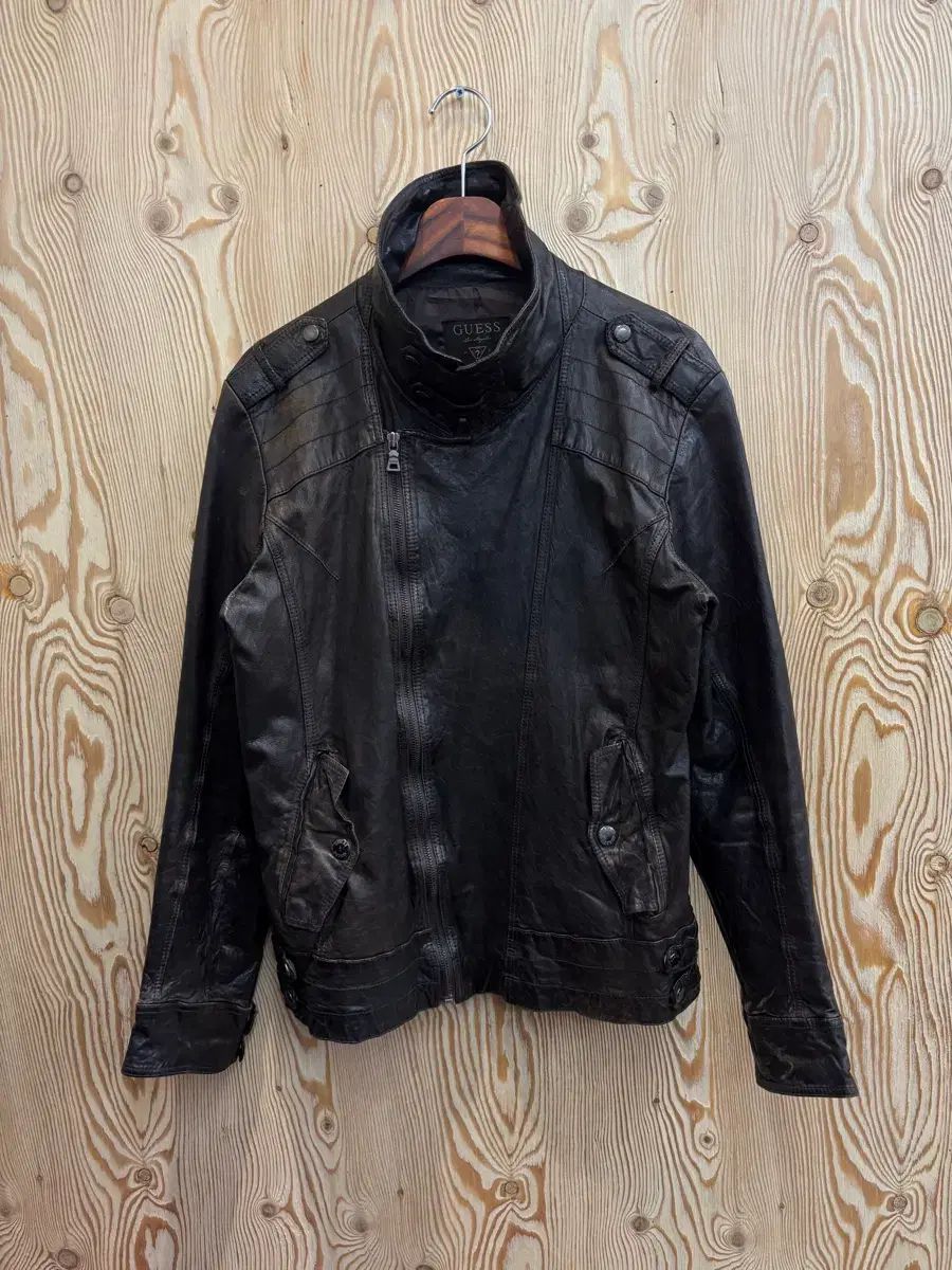 GUESS ハイネック ラムスキン ライダース ジャケット