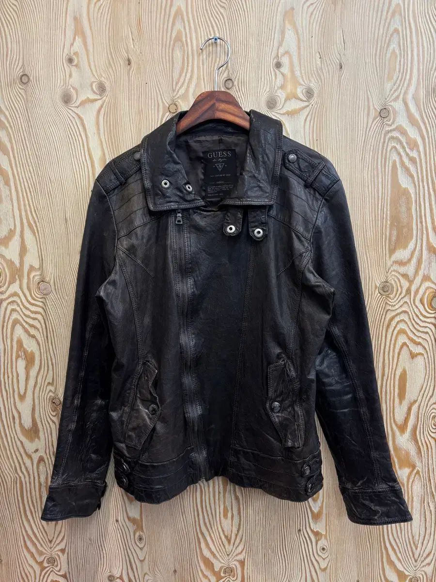 GUESS ハイネック ラムスキン ライダース ジャケット