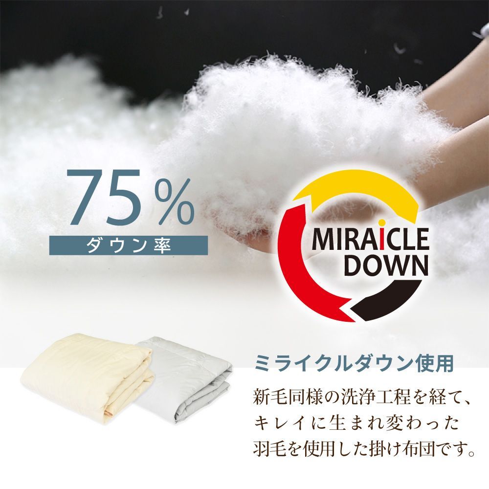 【送料無料】【 ダブル 】 丸八真綿 肌掛けふとん 肌掛け 布団 羽毛布団 ダウンケット ミライクルダウン ダウン75% ダブル 0.3kg リサイクル 肌掛けケット 洗える かわいい エコ 無地 羽毛 アイボリー グレー タタキキルト