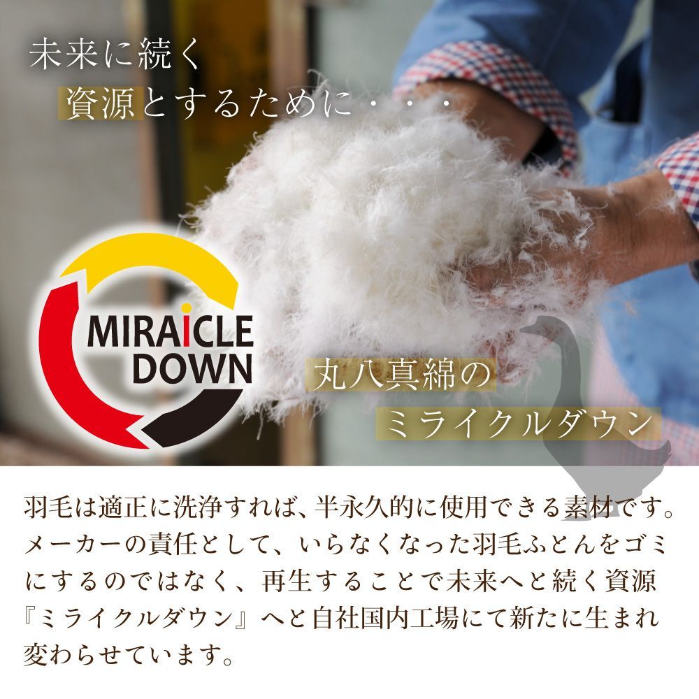 【送料無料】【 ダブル 】 丸八真綿 肌掛けふとん 肌掛け 布団 羽毛布団 ダウンケット ミライクルダウン ダウン75% ダブル 0.3kg リサイクル 肌掛けケット 洗える かわいい エコ 無地 羽毛 アイボリー グレー タタキキルト