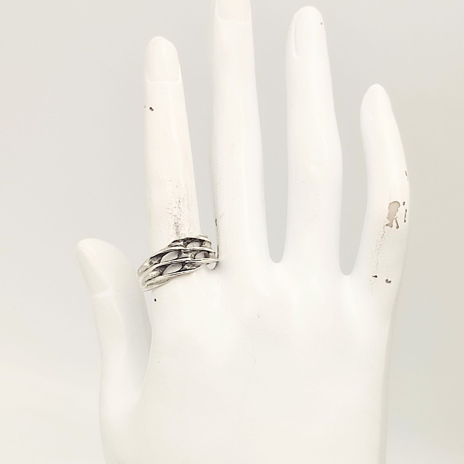美品】シルバーデザインリング SILVER シルバー925 15号 3.8g 