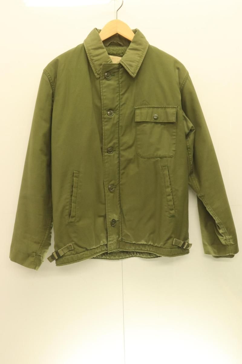 【中古】 ブランド不明 メンズミリタリージャケット -- A-2デッキジャケット U.S.NAVY -- カーキ GENERALジップ
