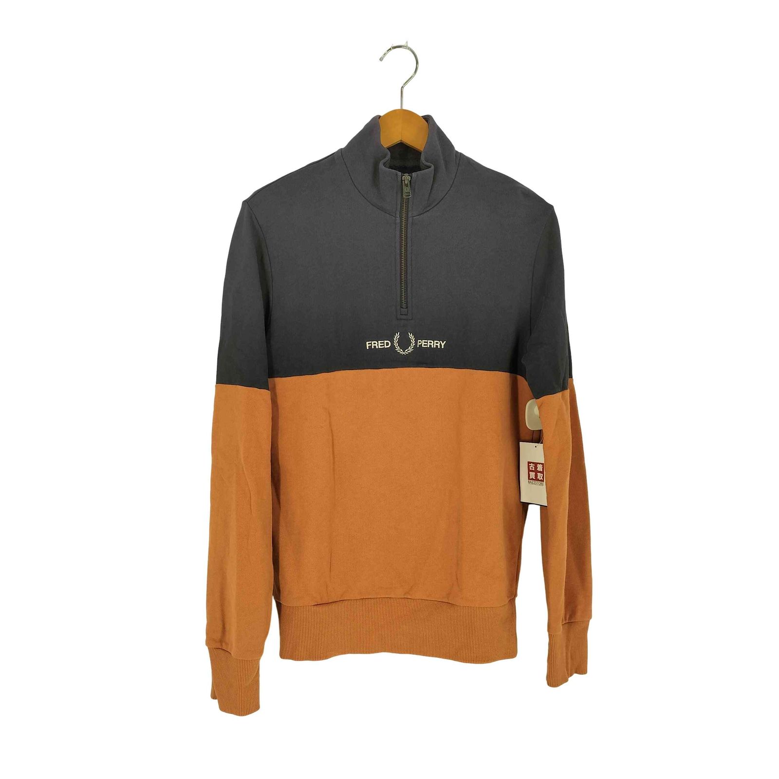 フレッドペリー FRED PERRY Colour Block Half Zip Sweat Court Clay カラーブロック ハーフジップスウェット メンズ import：S